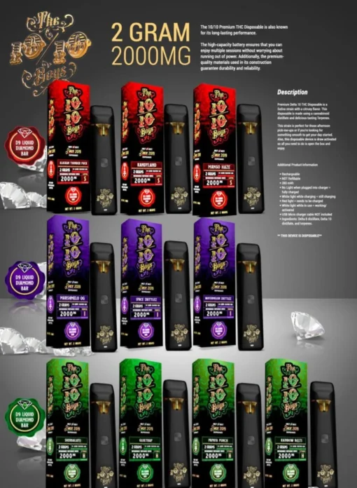 The 10/10 premium thc disposable 2g(2000mg)